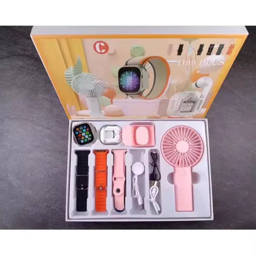 Coffret Connecté D96 Plus 3-en-1 – Montre Connectée, Écouteurs Bluetooth et Mini Ventilateur USB